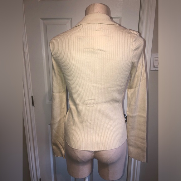 Christy Rib Knit  Brunette The Label Cream Ribbed Cardigan - Picture 3 of 9